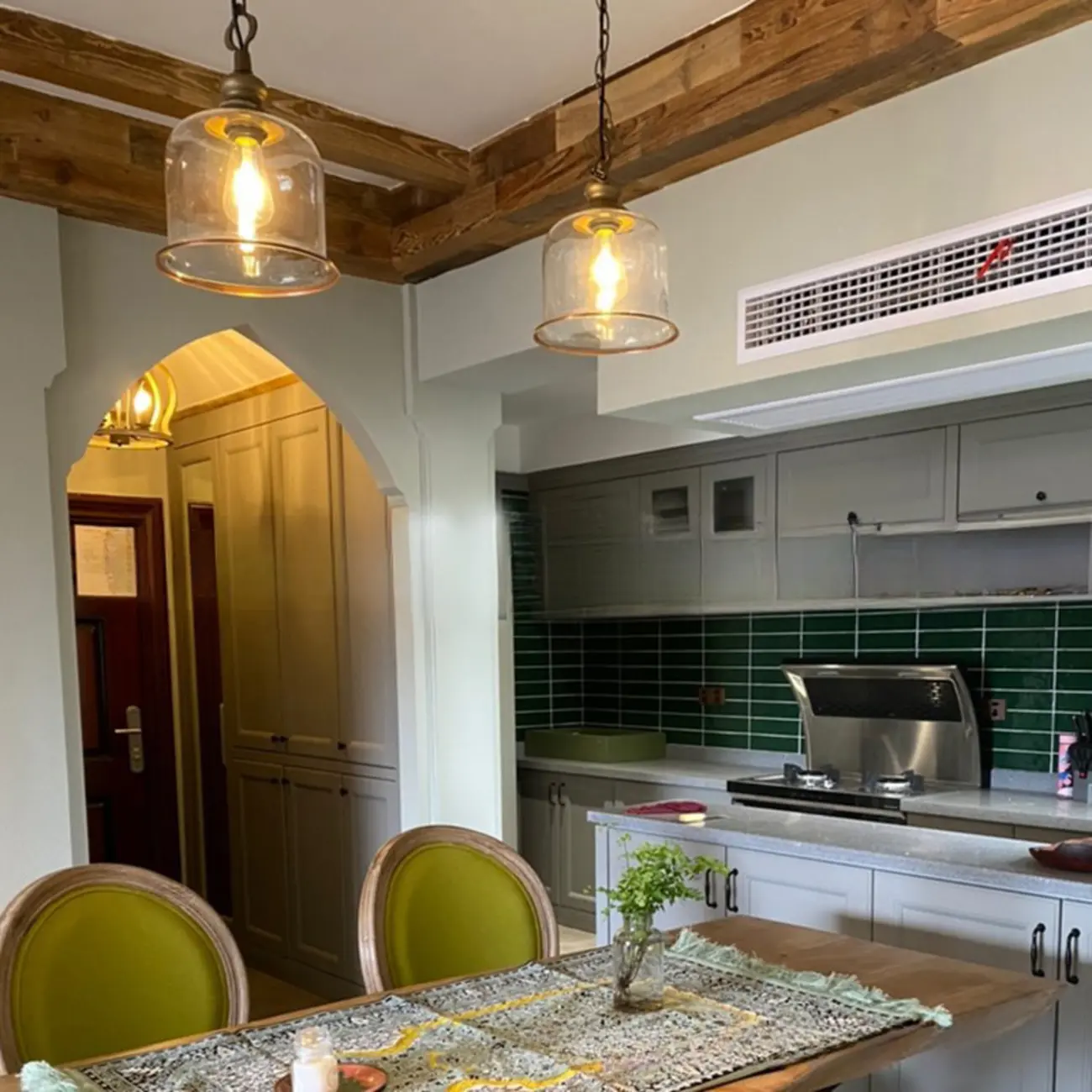 Mini Clear Bell Glass Shade Kitchen Pendant Light Image - 4 | homeyfad