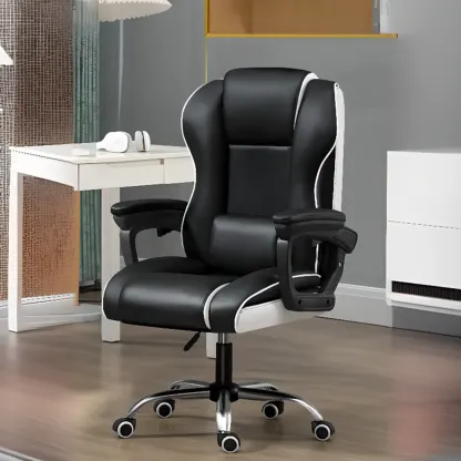 Modern Leather Ergonomic Swivel Office Chair Image - 2