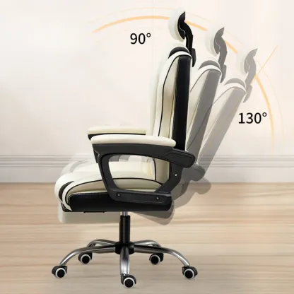 Modern Leather Ergonomic Swivel Office Chair Image - 12