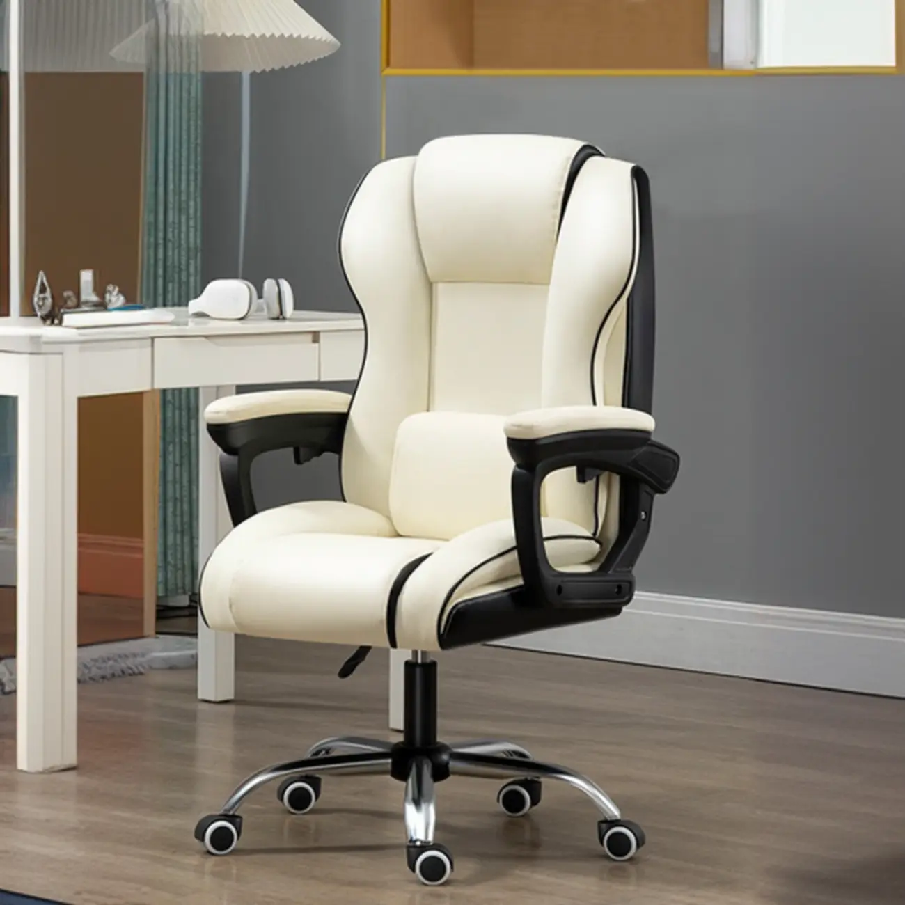 Modern Leather Ergonomic Swivel Office Chair Image - 7 | homeyfad