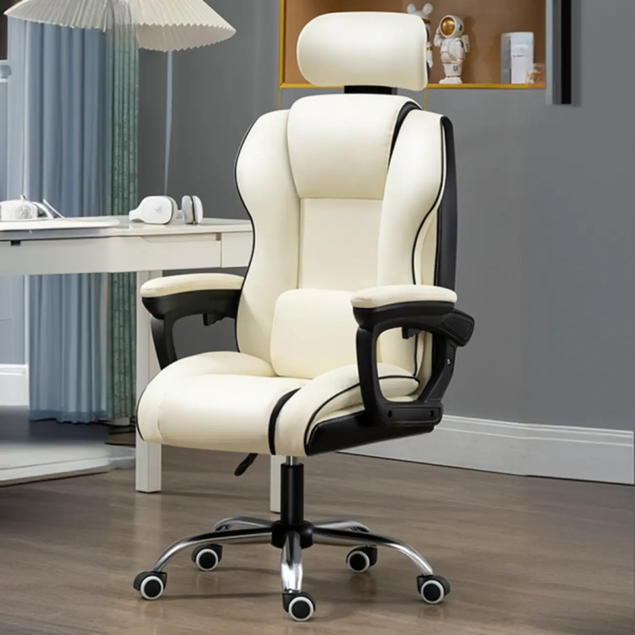 Modern Leather Ergonomic Swivel Office Chair Image - 9 | homeyfad
