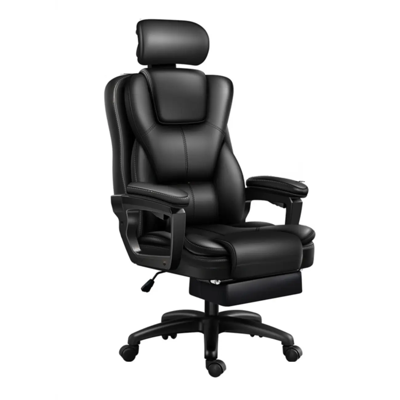 Ergonomic Black Leather Reclining Office Chair Image - 5 | homeyfad
