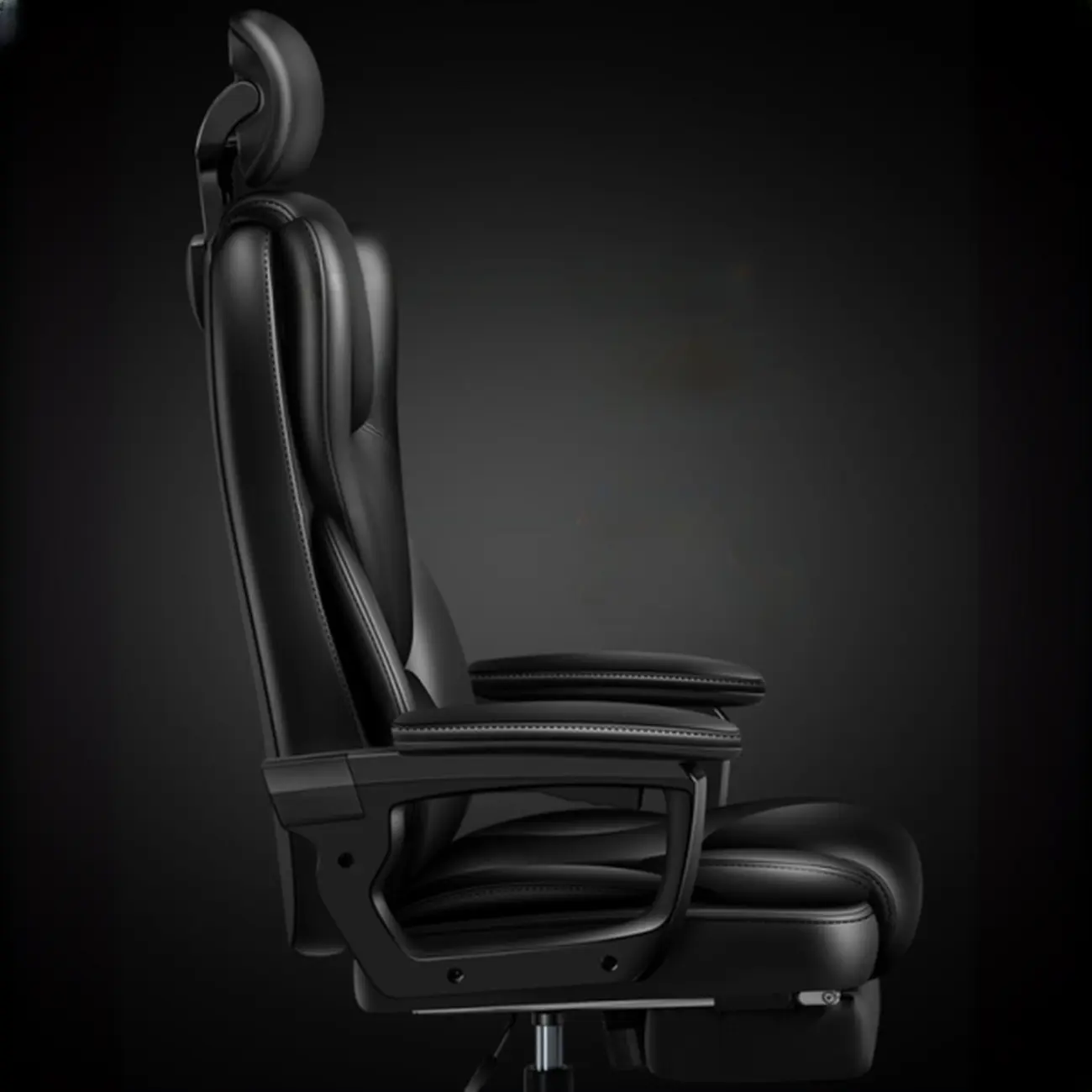 Ergonomic Black Leather Reclining Office Chair Image - 4 | homeyfad