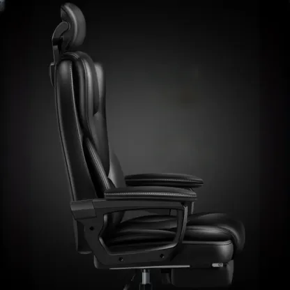 Ergonomic Black Leather Reclining Office Chair Image - 4