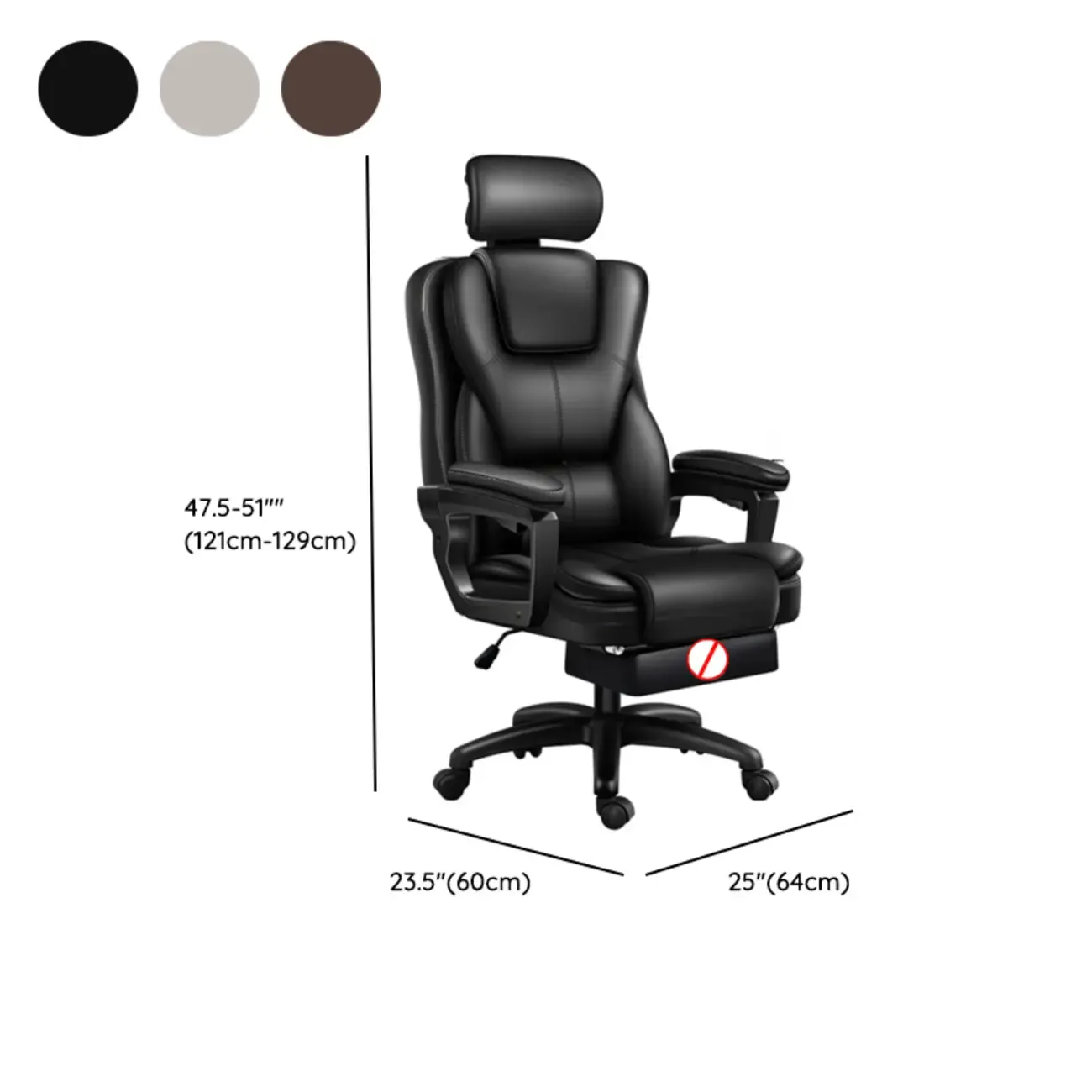 Ergonomic Black Leather Reclining Office Chair Image - 9