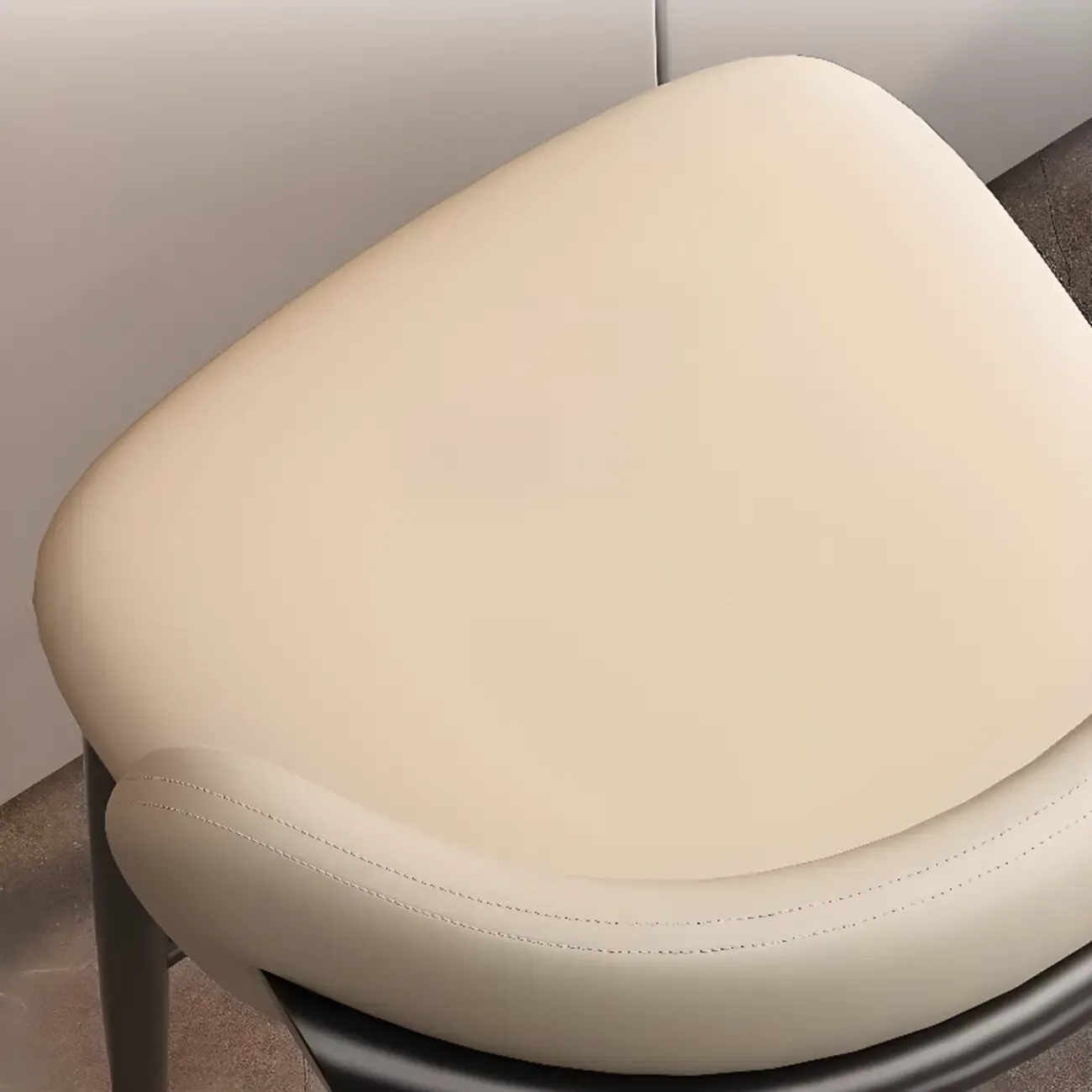 Modern Off-White Leather Curved Back Counter Bar Stools Image - 3