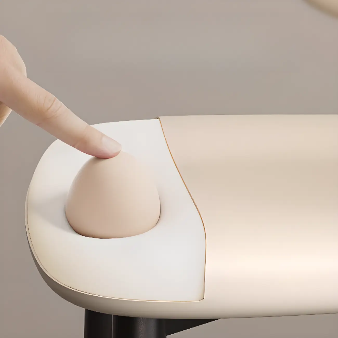 Modern Off-White Leather Curved Back Counter Bar Stools Image - 5 | homeyfad