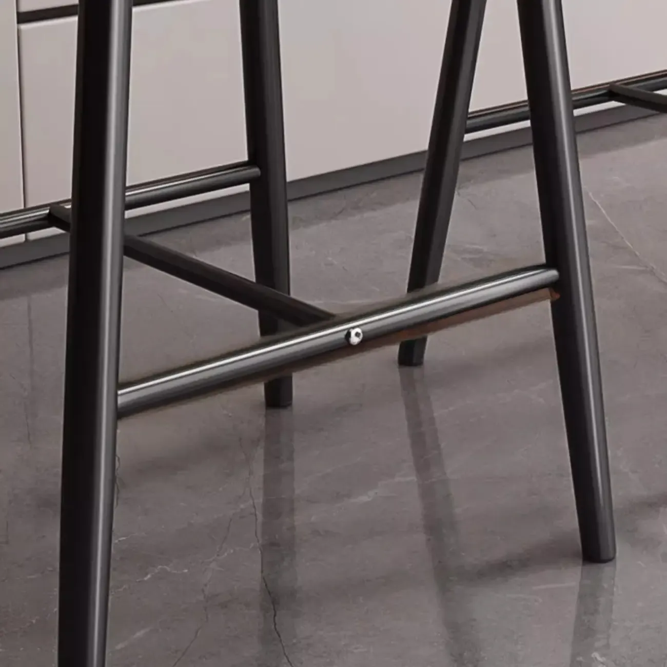 Modern Off-White Leather Curved Back Counter Bar Stools Image - 4