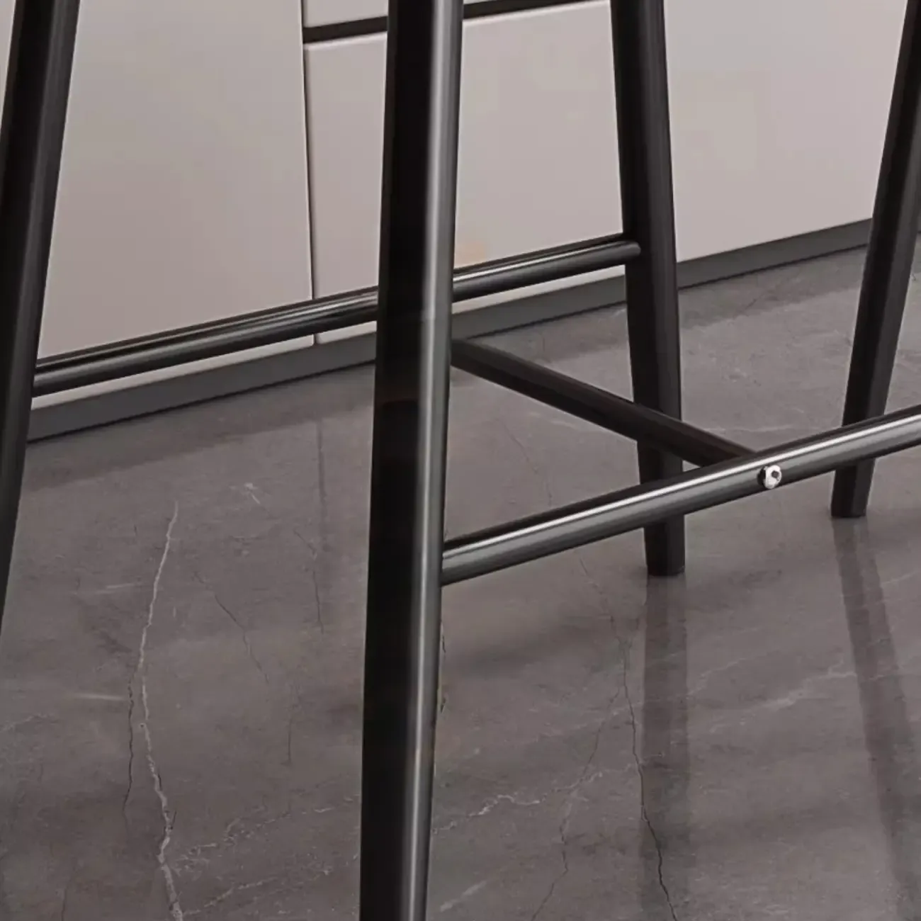 Modern Off-White Leather Curved Back Counter Bar Stools Image - 6