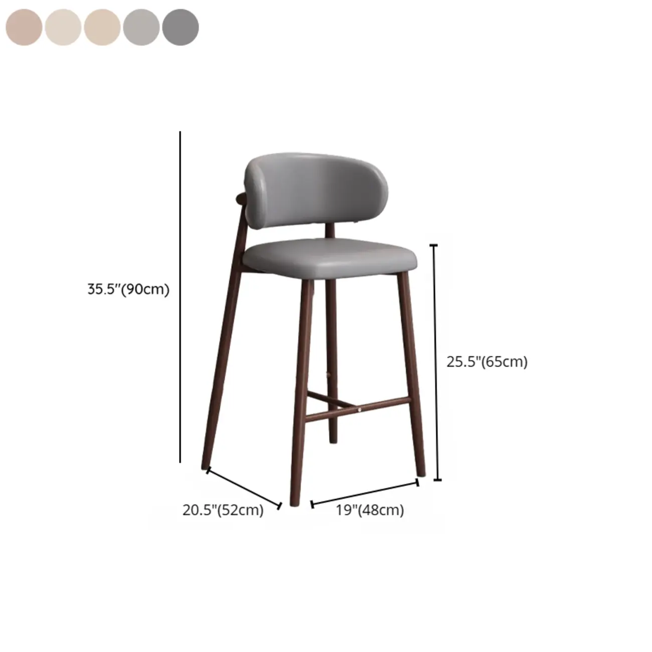 Modern Off-White Leather Curved Back Counter Bar Stools #size | homeyfad