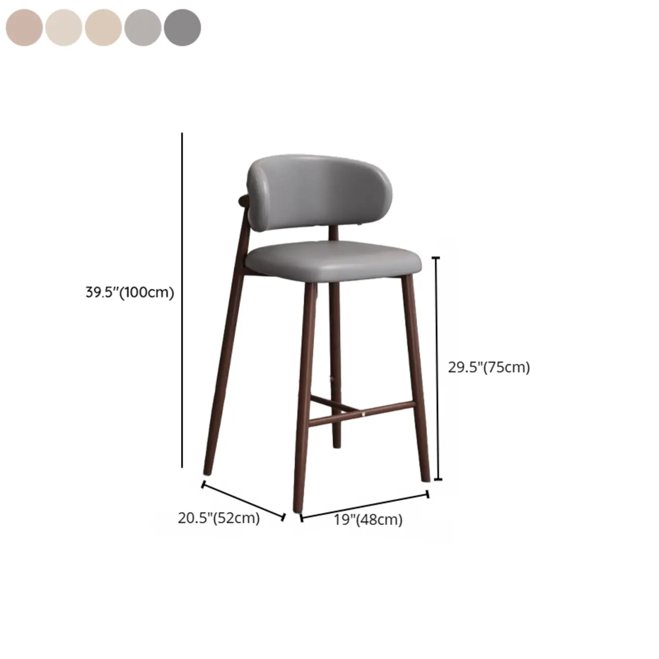 Modern Off-White Leather Curved Back Counter Bar Stools Image - 23 | homeyfad
