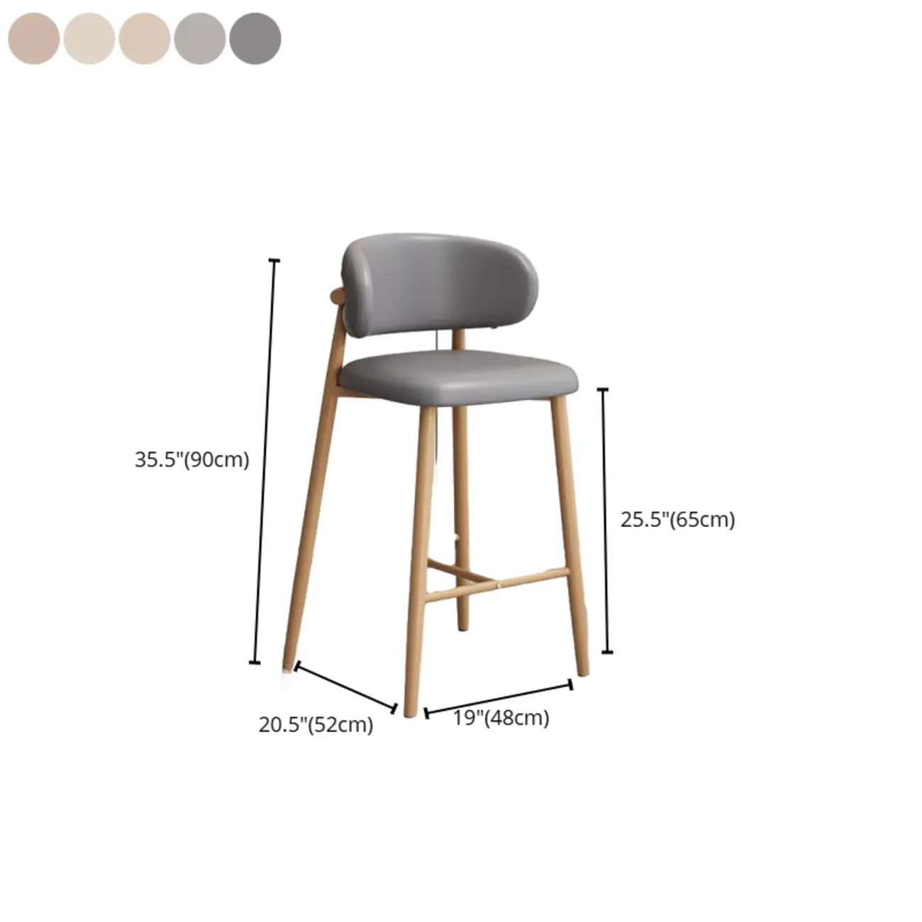 Modern Off-White Leather Curved Back Counter Bar Stools Image - 24 | homeyfad