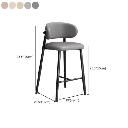 Modern Off-White Leather Curved Back Counter Bar Stools Image - 26