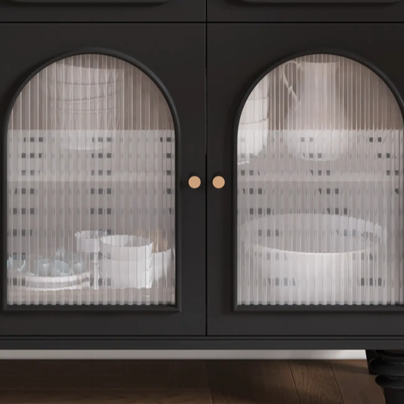 Vintage Midnight Black Wood Storage Sideboard Image - 5 | homeyfad