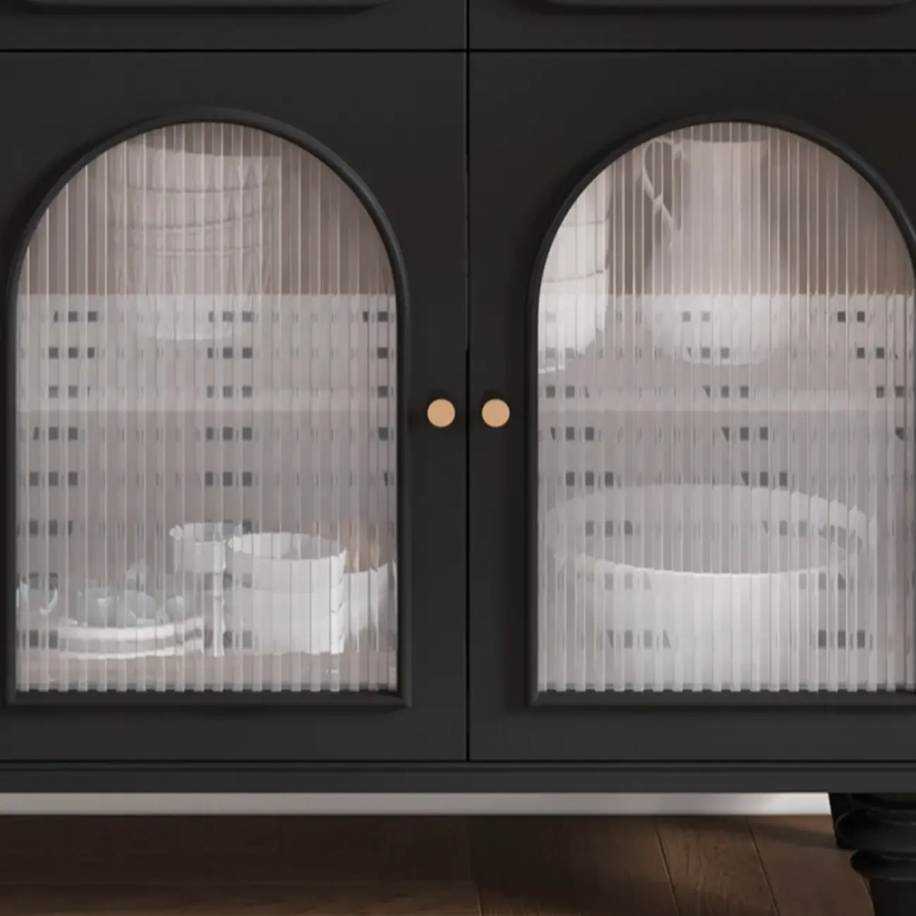 Vintage Midnight Black Wood Storage Sideboard Image - 5