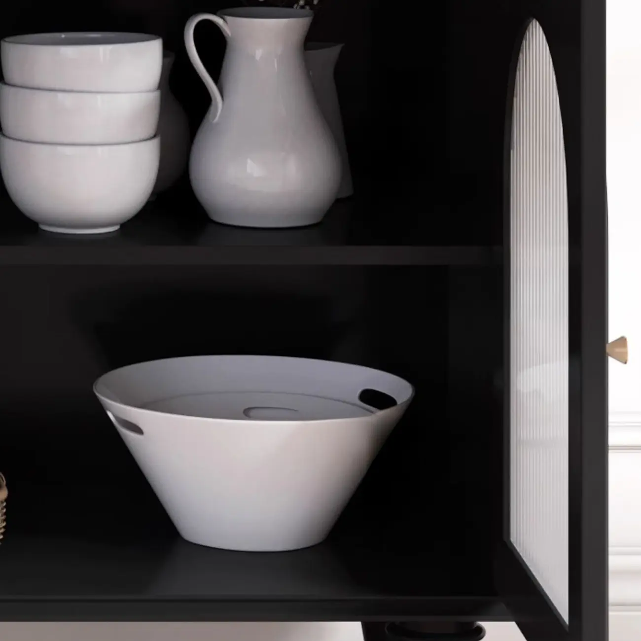 Vintage Midnight Black Wood Storage Sideboard Image - 10 | homeyfad