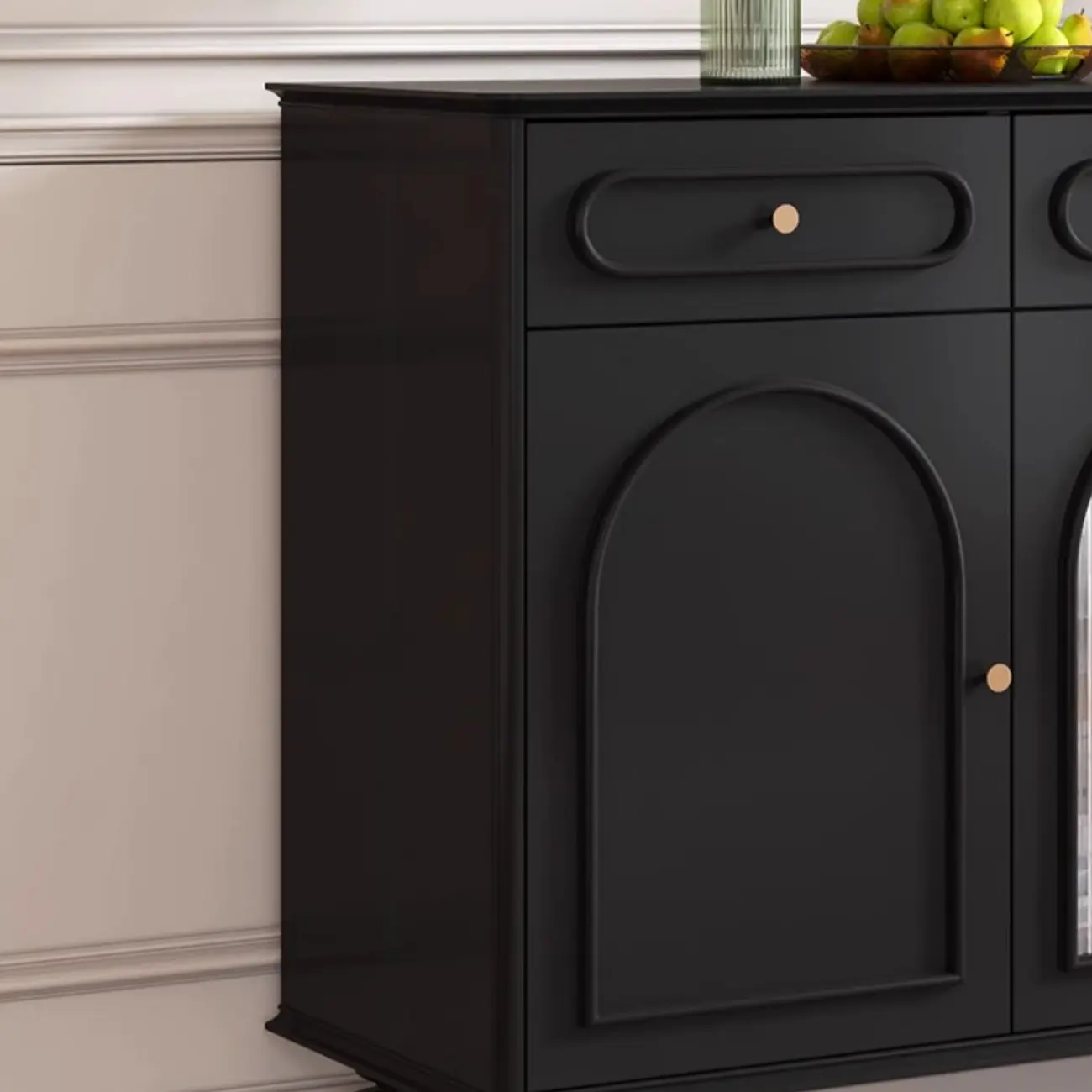 Vintage Midnight Black Wood Storage Sideboard Image - 11 | homeyfad