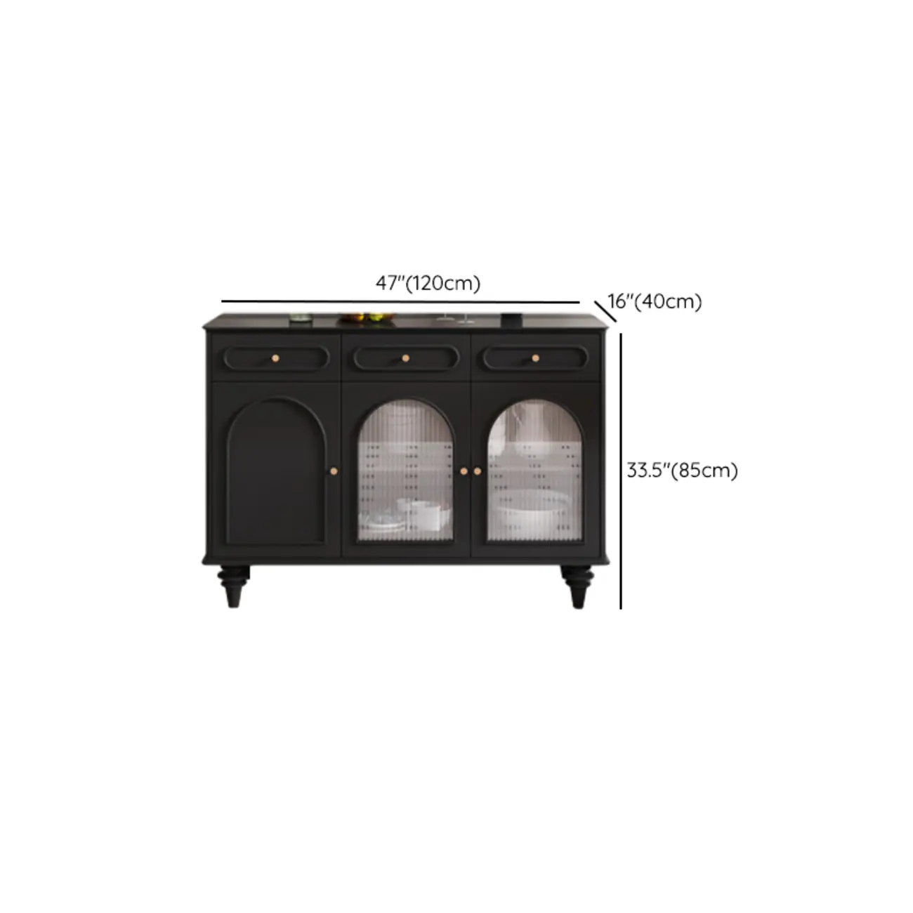 Vintage Midnight Black Wood Storage Sideboard #size | homeyfad