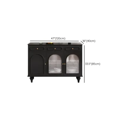 Vintage Midnight Black Wood Storage Sideboard #size