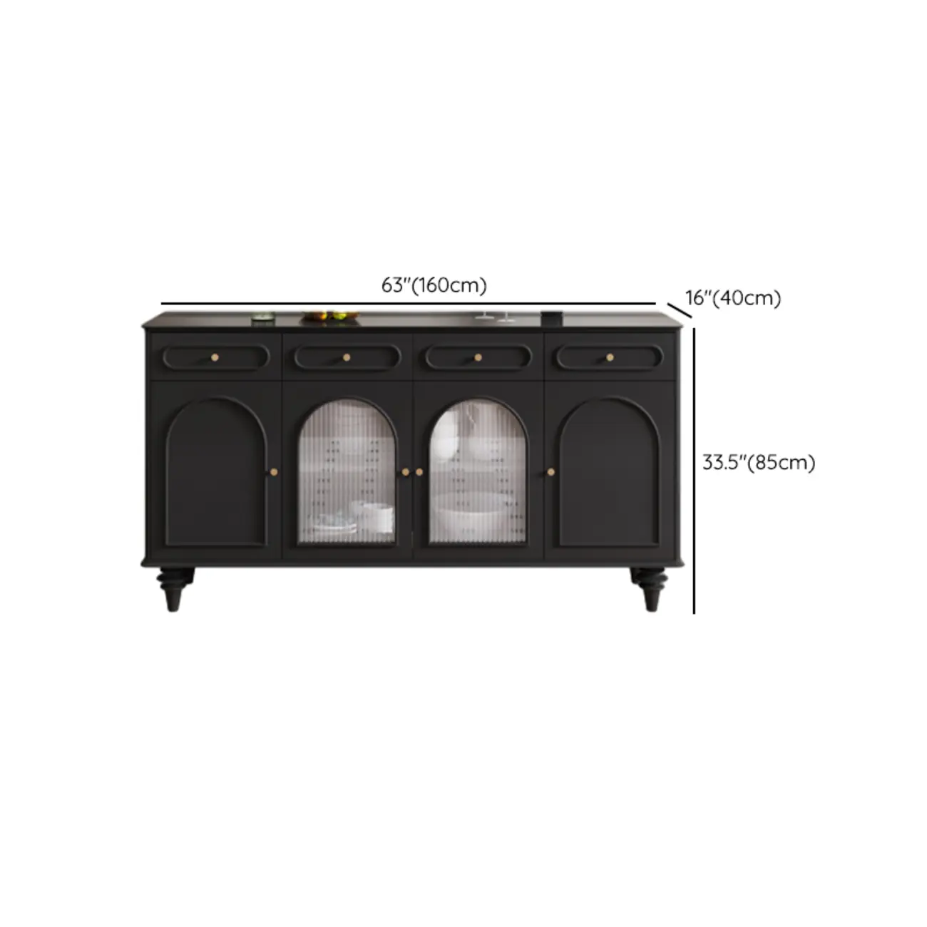 Vintage Midnight Black Wood Storage Sideboard Image - 15 | homeyfad