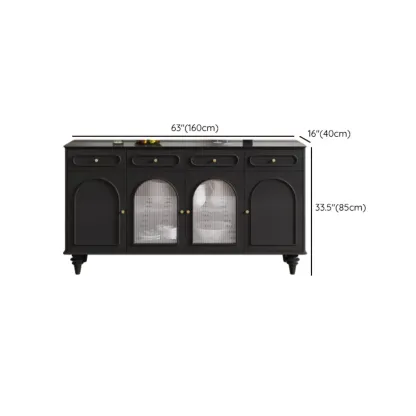 Vintage Midnight Black Wood Storage Sideboard Image - 15