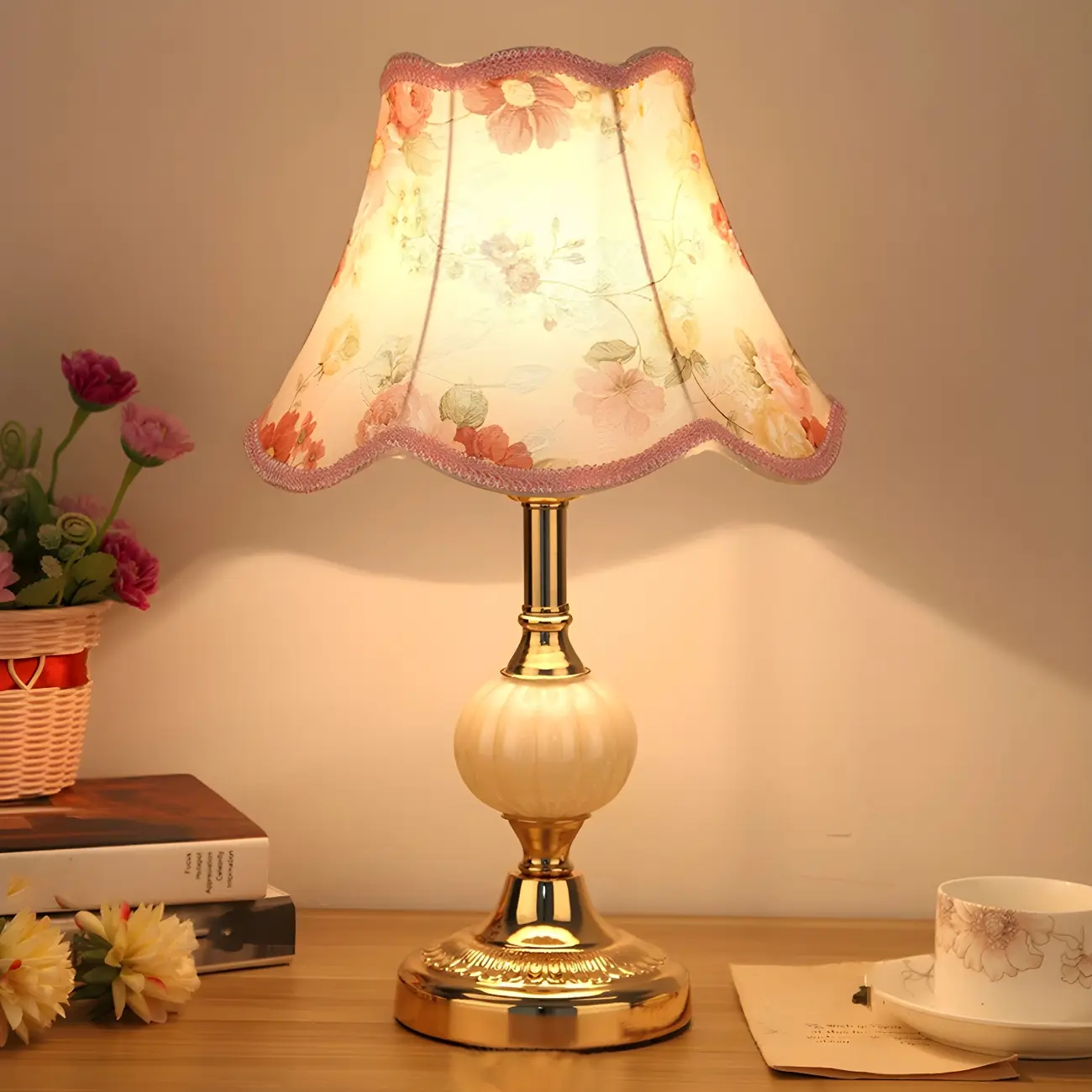 Elegant Classic Metal Table Lamp with Fabric Shade Image - 4 | homeyfad