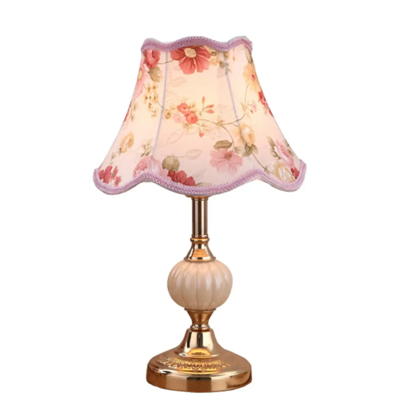 Elegant Classic Metal Table Lamp with Fabric Shade Image - 5