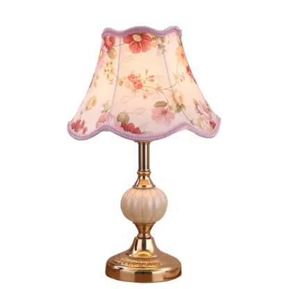 Elegant Classic Metal Table Lamp with Fabric Shade Image - 5
