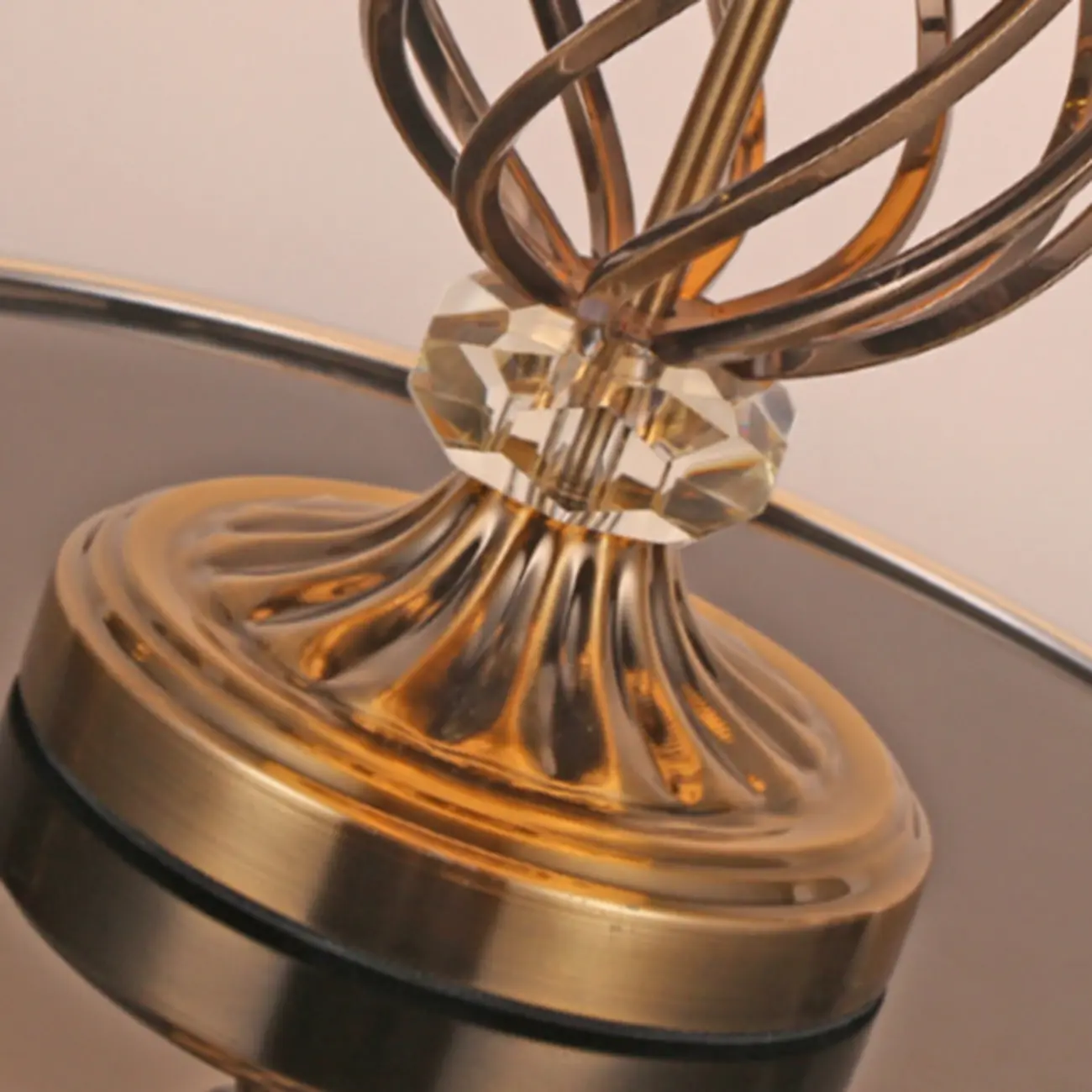 Geometric Fabric LED Bedside Table Lamp Antique Brass Base Image - 8 | homeyfad