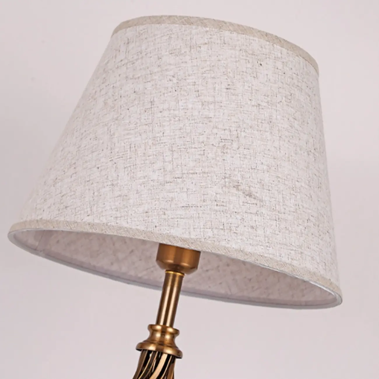Geometric Fabric LED Bedside Table Lamp Antique Brass Base Image - 11 | homeyfad