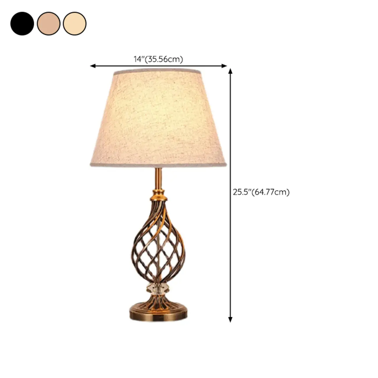 Geometric Fabric LED Bedside Table Lamp Antique Brass Base #size | homeyfad