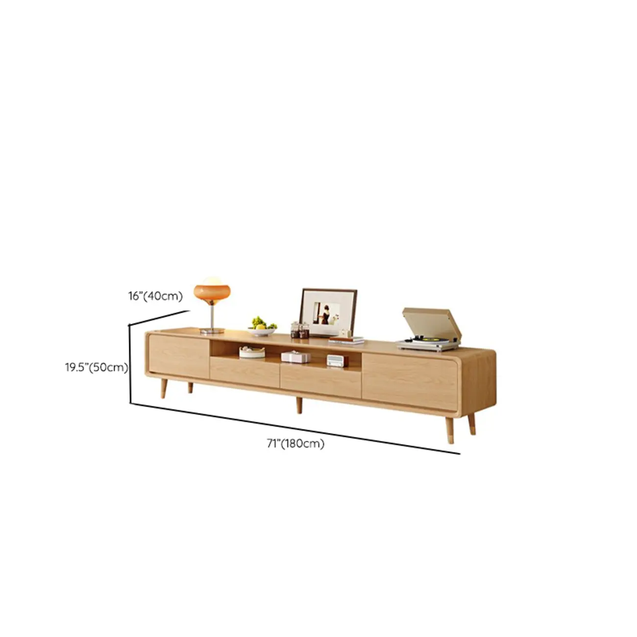 Scandinavian Natural Wood TV Stand with Storage Drawers Image - 17 | homeyfad
