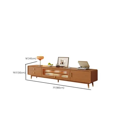 Scandinavian Natural Wood TV Stand with Storage Drawers Image - 18