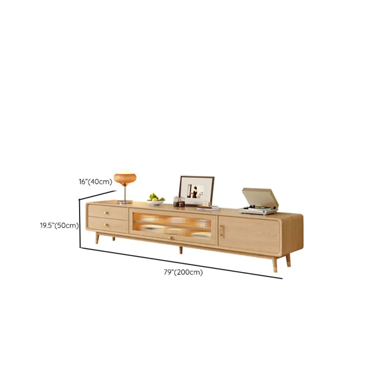 Scandinavian Natural Wood TV Stand with Storage Drawers Image - 20