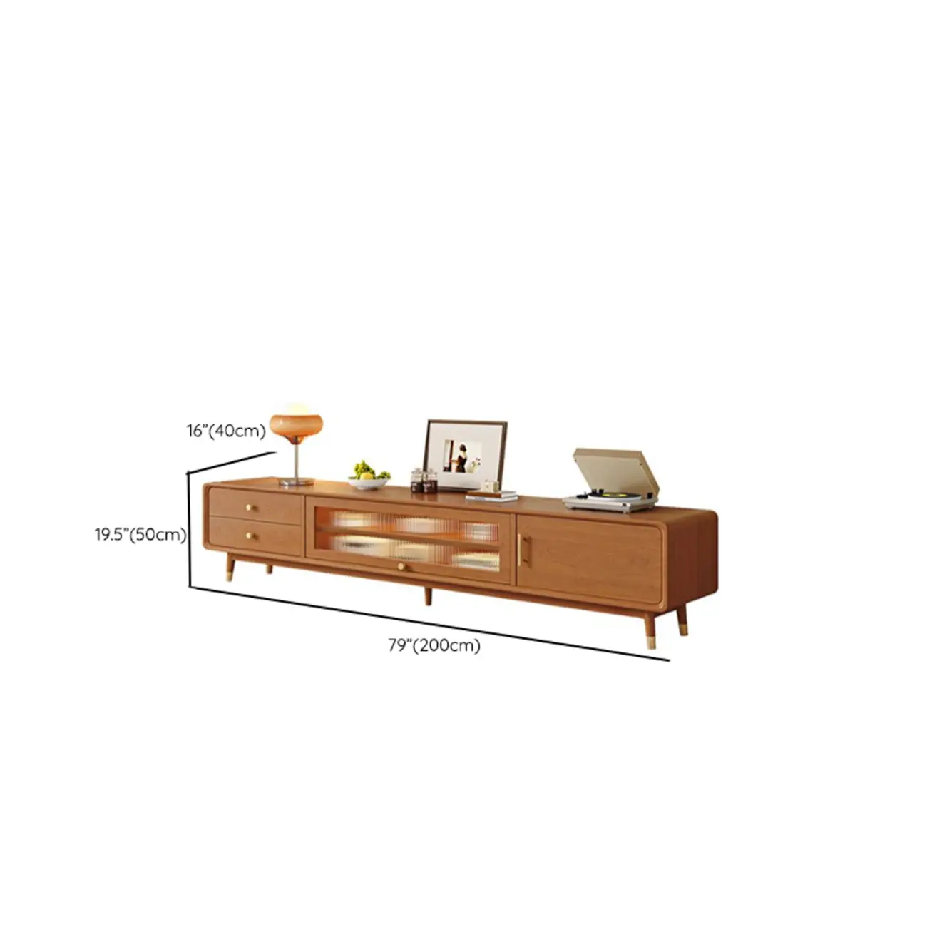 Scandinavian Natural Wood TV Stand with Storage Drawers Image - 22 | homeyfad