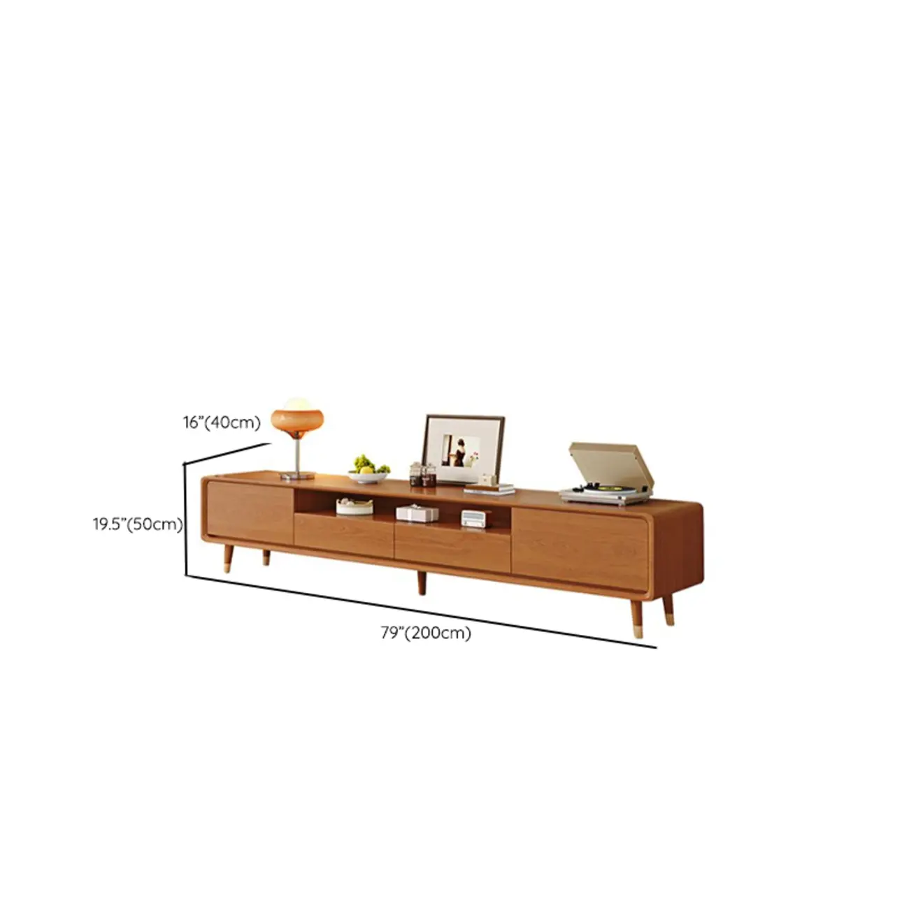 Scandinavian Natural Wood TV Stand with Storage Drawers Image - 23 | homeyfad