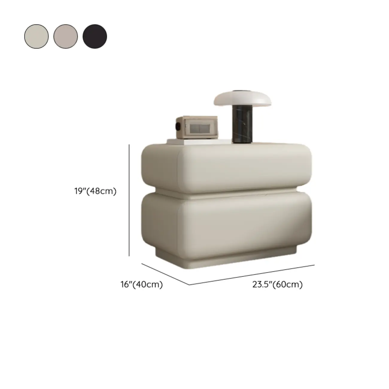 Modern Off-White Faux Leather 2-Drawer Nightstand #size | homeyfad