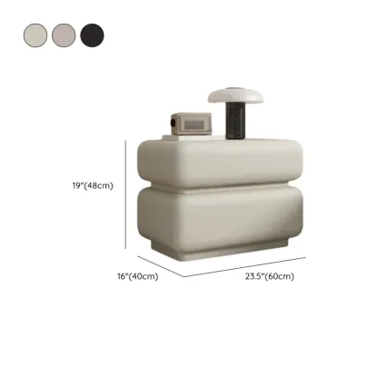 Modern Off-White Faux Leather 2-Drawer Nightstand #size
