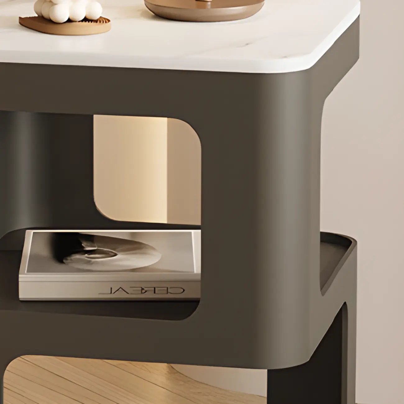 Sleek Chic Metal 2-Level Drawer Nightstand in White/ Black Image - 5 | homeyfad