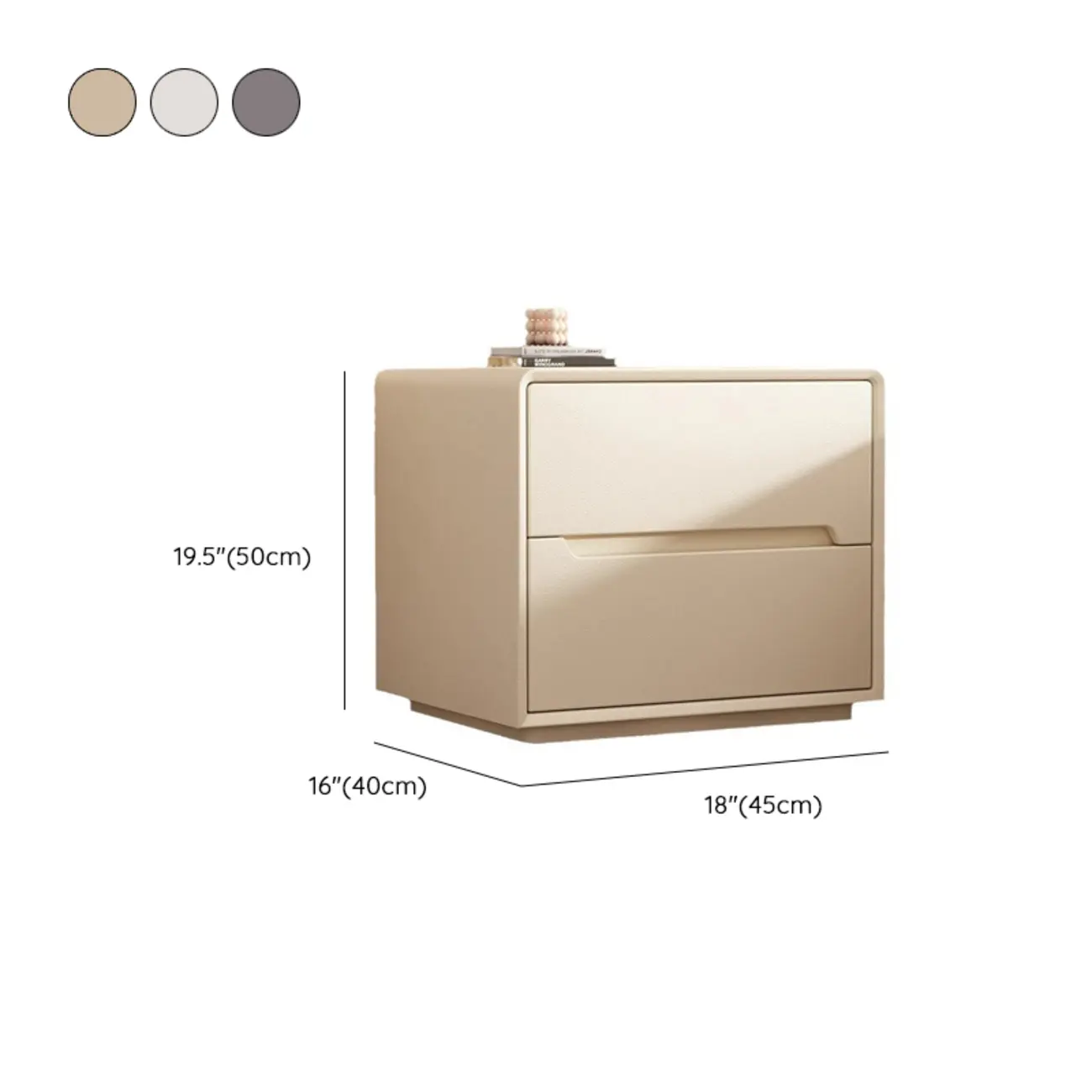 Compact Cream Wooden Faux Leather Top Nightstand #size | homeyfad