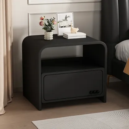 Elegant Modern White Faux Leather Wood Drawer Nightstand Image - 5