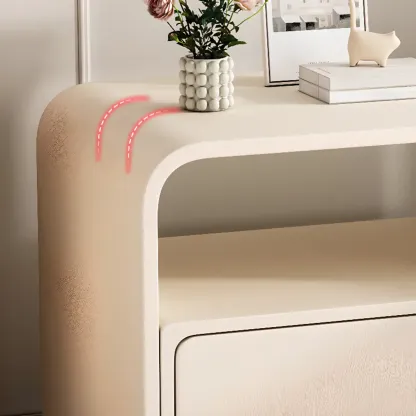 Elegant Modern White Faux Leather Wood Drawer Nightstand Image - 9