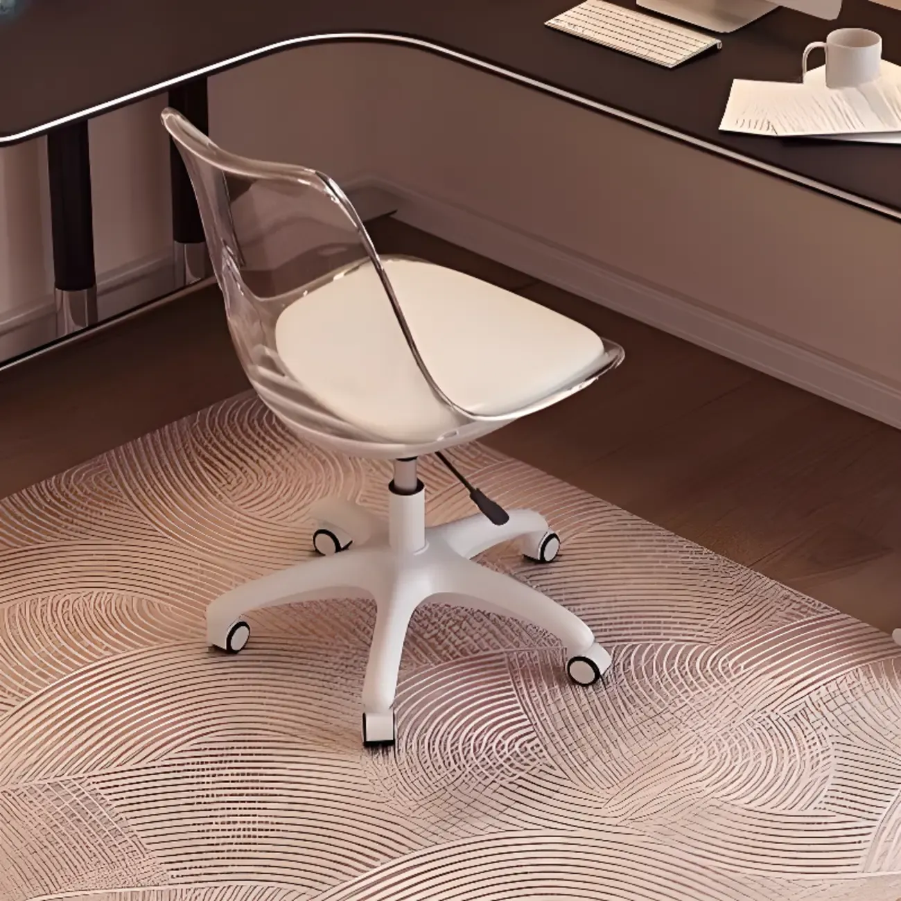 Minimalist L-Shaped Wooden White Corner Office Desk Image - 11