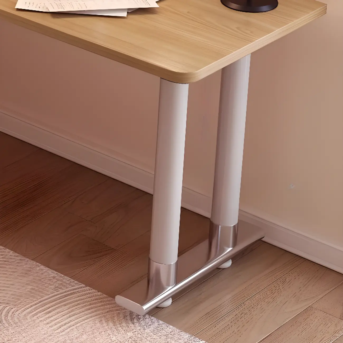 Minimalist L-Shaped Wooden White Corner Office Desk Image - 13 | homeyfad