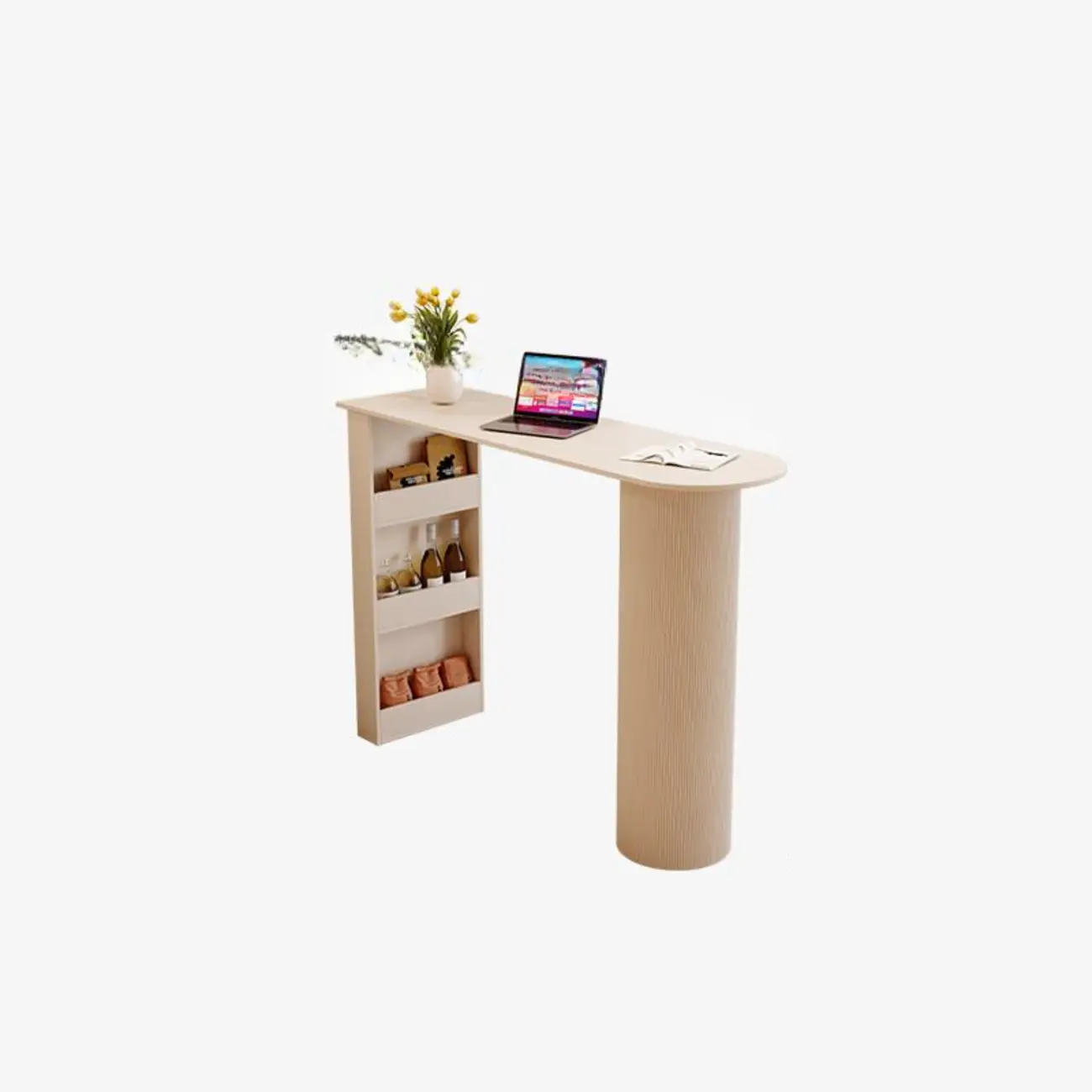 Modern Free Form White Stone Metal 3-Tier Shelf Bar Tables Image - 2 | homeyfad