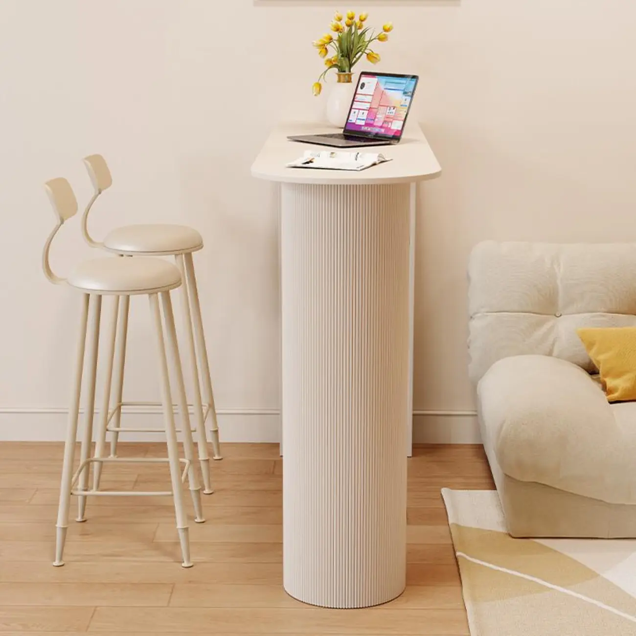 Modern Free Form White Stone Metal 3-Tier Shelf Bar Tables Image - 4 | homeyfad