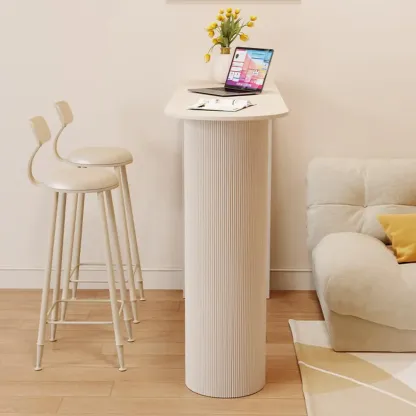 Modern Free Form White Stone Metal 3-Tier Shelf Bar Tables Image - 4