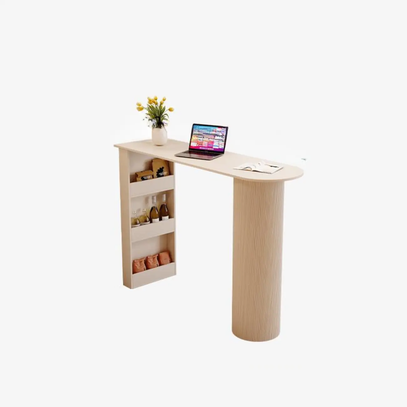 Modern Free Form White Stone Metal 3-Tier Shelf Bar Tables Image - 5 | homeyfad