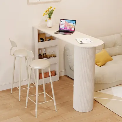 Modern Free Form White Stone Metal 3-Tier Shelf Bar Tables Image - 6