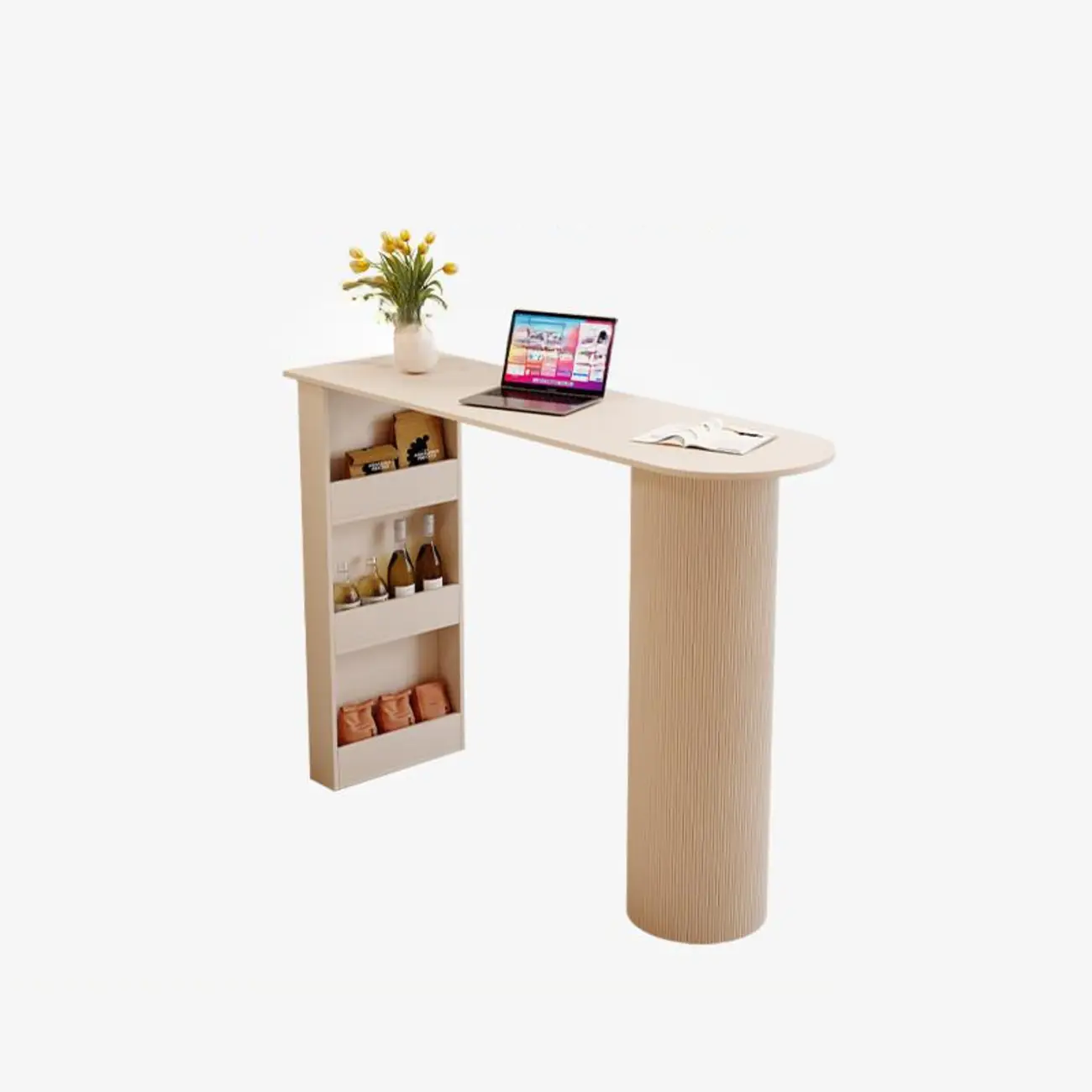 Modern Free Form White Stone Metal 3-Tier Shelf Bar Tables Image - 7 | homeyfad